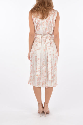 Floral Printed Pleated Dress with Belt