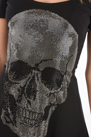 COUTURE vestito NAOMI CLOSE svasato con strass teschio