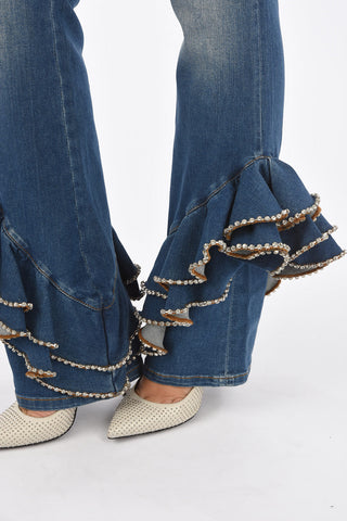 regular waist  BRITTANY FIT jeans with frill hem