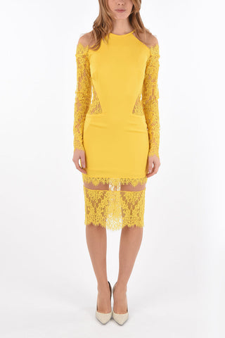 COUTURE vestito longette LACK in pizzo cold-shoulder