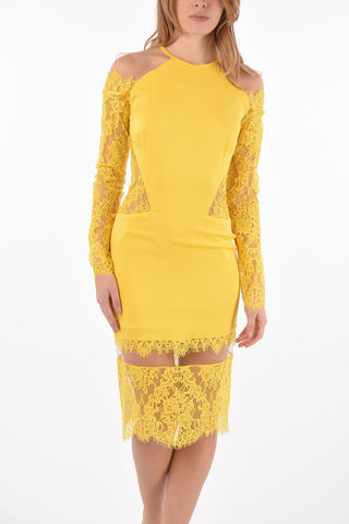 COUTURE vestito longette LACK in pizzo cold-shoulder