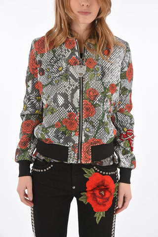COUTURE roses-printed AVELINA BATRIX bomber with zip closure