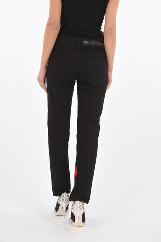 roses embroidered MELROSE ALBERTA CREY jeans with studs