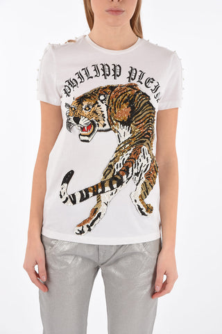 maxi embroidered tiger crew-neck t-shirt