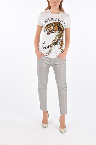 maxi embroidered tiger crew-neck t-shirt