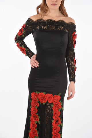 Off Shoulder KELLYA Gown with Embroidered Roses