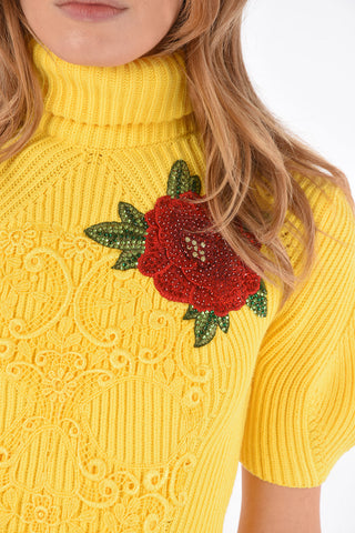 COUTURE short sleeve SS ROSE IS STILL A ROSE ribbed sweater