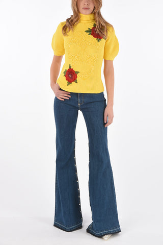 COUTURE short sleeve SS ROSE IS STILL A ROSE ribbed sweater