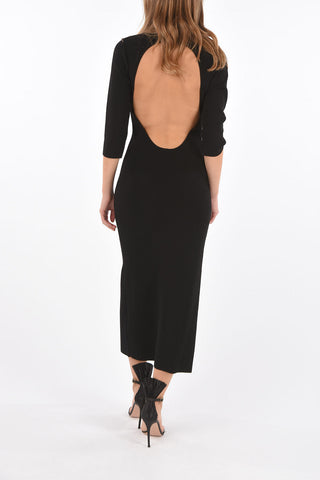 Backless Knit Dress with Split