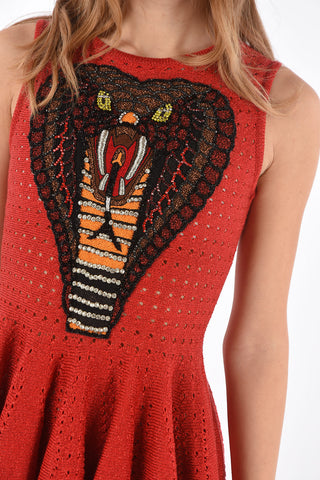 COUTURE knitted lurex openwork FROM THE SKY a-line dress