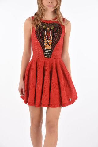 COUTURE knitted lurex openwork FROM THE SKY a-line dress