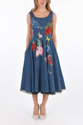 COUTURE vestito longette LEONA BAXTER denim senza manica