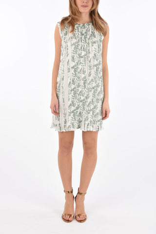 Pleated Mini Dress in Floral Pattern