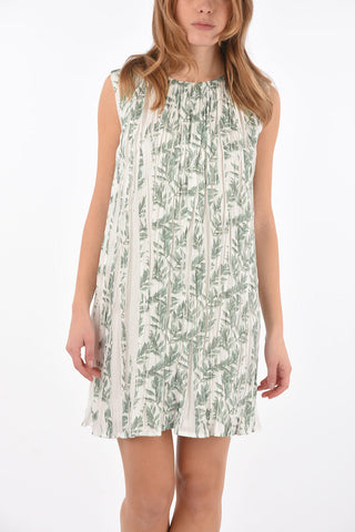 Pleated Mini Dress in Floral Pattern