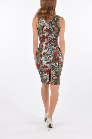 floral-printed PEROL DANIELL bodycon dress with split-back
