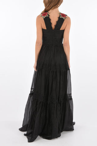 COUTURE silk WATTS POLINA floor lenght dress with accordion details