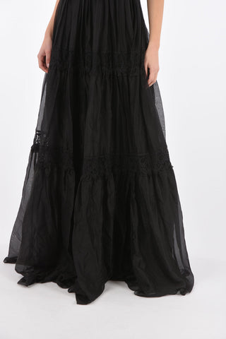 COUTURE silk WATTS POLINA floor lenght dress with accordion details