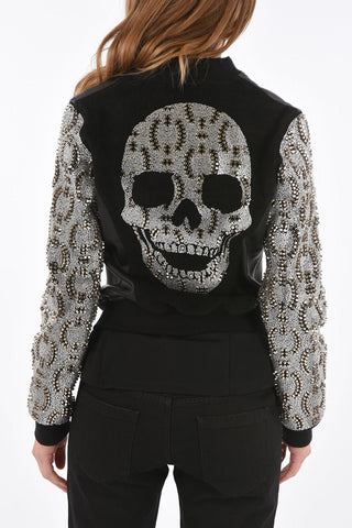 COUTURE Leather and studded sleeve SNAKE WATER bomber