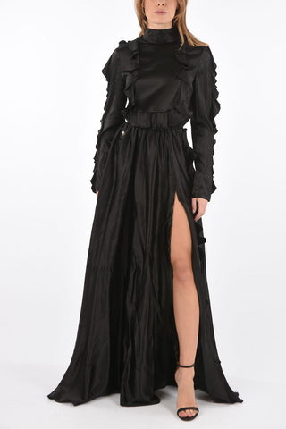 COUTURE ruffled silk SASHA floor length dress