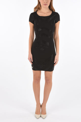 mini dress attillato VILENA con strass e manica corta