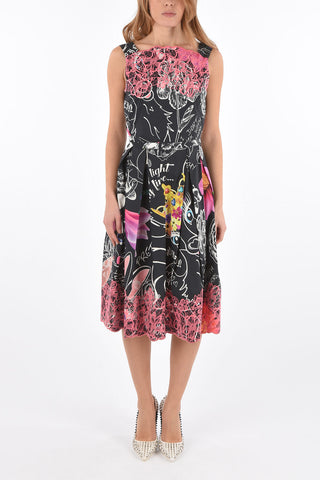 COUTURE printed and pleated Wait Your Turn dress with belt