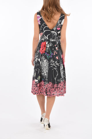 COUTURE printed and pleated Wait Your Turn dress with belt