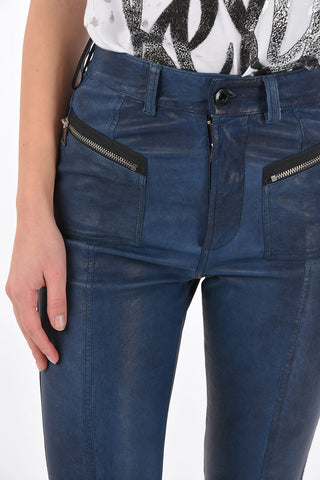 leather L-NIKIA pants with ankle zip