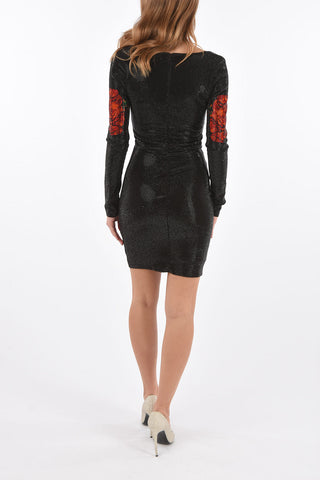 rhinestone embellished all over mini dress with roses