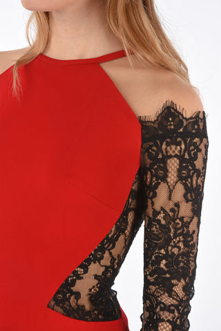 lace LACK bodycon dress with cold off shoulder sleeves