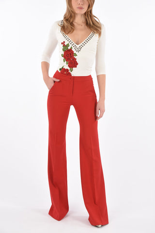 high waist palazzo pants with side pockets