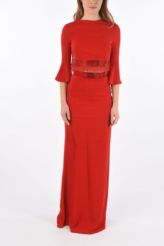 angle sleeve gown with lace details
