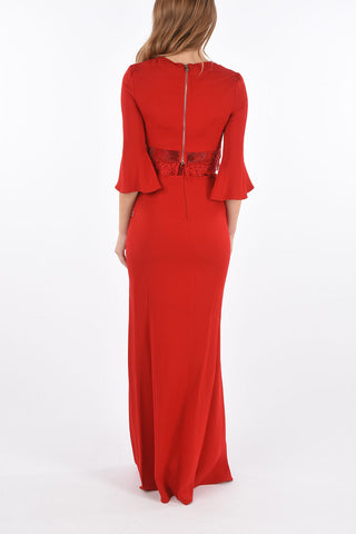 angle sleeve gown with lace details