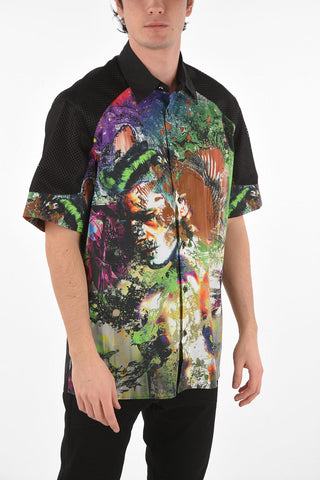 printed shirt with open work details