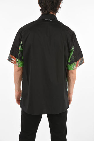 printed shirt with open work details