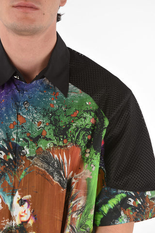 printed shirt with open work details