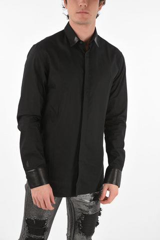 HOMME faux leather details Platinum Cut LS BAPTIST shirt