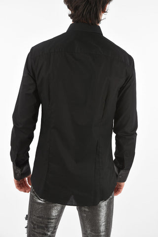 HOMME faux leather details Platinum Cut LS BAPTIST shirt