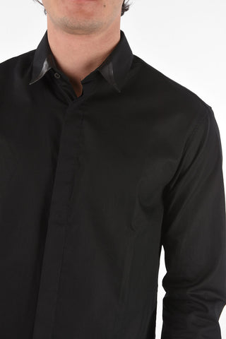 HOMME faux leather details Platinum Cut LS BAPTIST shirt