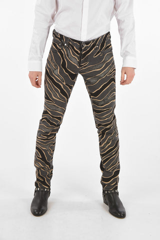 18cm zebra printed jeans with glitter details