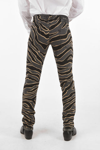 18cm zebra printed jeans with glitter details