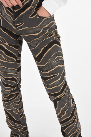 18cm zebra printed jeans with glitter details