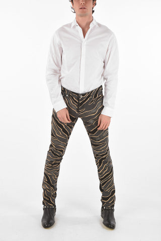 18cm zebra printed jeans with glitter details