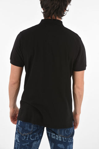 Polo in Cotone con Logo Stampato e Collo con Zip