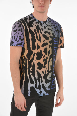 Two Tone Animal Printed Cotton T-Shirt