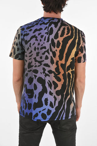 Two Tone Animal Printed Cotton T-Shirt