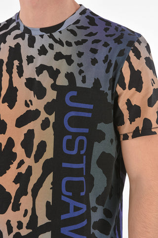 Two Tone Animal Printed Cotton T-Shirt