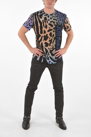 Two Tone Animal Printed Cotton T-Shirt