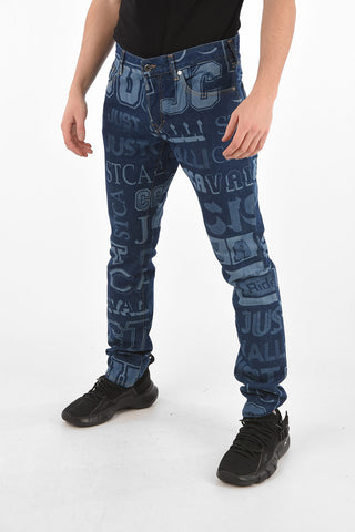 18cm all over logo printed straight fit jeans