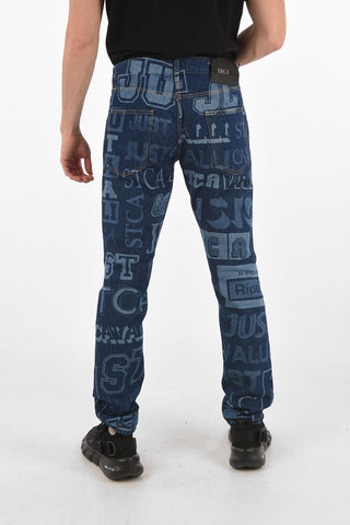 18cm all over logo printed straight fit jeans
