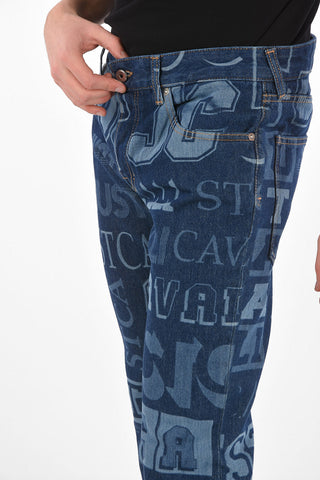18cm all over logo printed straight fit jeans